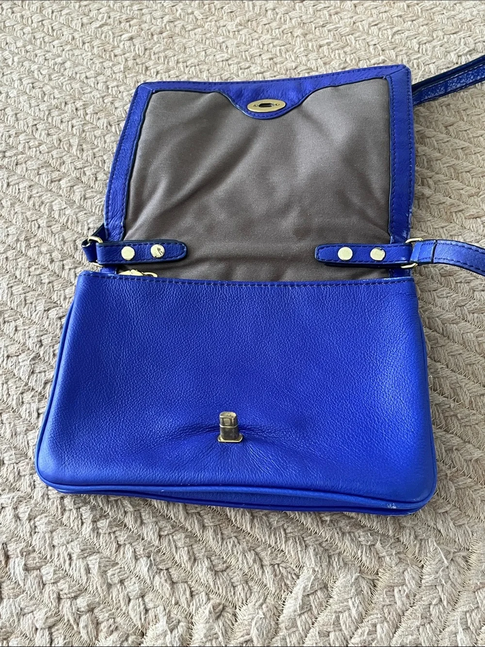 J. Crew Leather Tillary Crossbody in Cobalt Blue